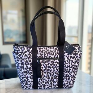 Kate Spade NWT Beautiful Black & Purple Animal Print Medium Nylon Tote (P171)